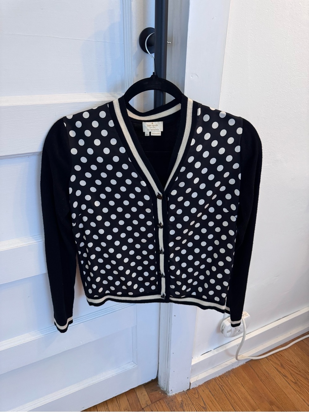 kate spade Black and White Polka Dot V-Neck Cardigan